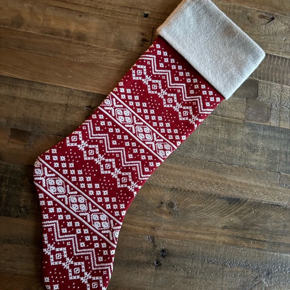 Crate&Barrel Red and White Holiday Stockings